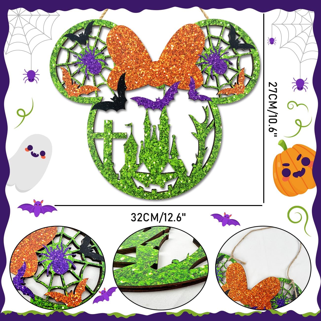Halloween Door Decorations, Wooden Sign for Front Door, Halloween Welcome Sign for Halloween Party Supplies