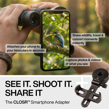 GOVIEW ZOOMR 10x42 Binoculars — Lightweight, Durbale Binoculars for Adults w/Smartphone Adapter GFRP Housing, Anti-Fog & Multi-Coated Lens — for Birdwatching, Wildlife, Boating, Oak Green