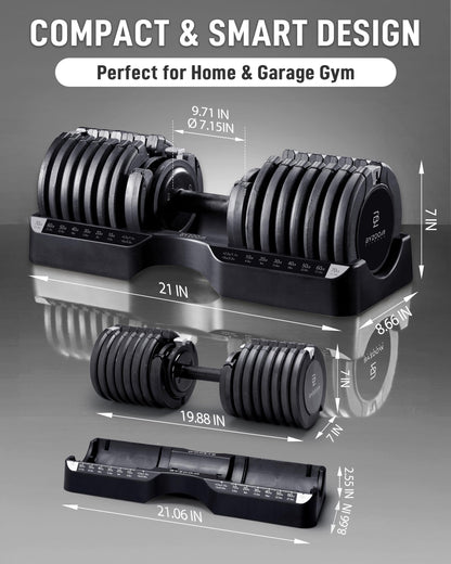 BYZOOM FITNESS Pure Series 75LB Adjustable Dumbbell SINGLE UNIT - 21-in-1 Flexible Hand Weights with Precision Micro Plate for Harcore Users Home Gym, Strength Training & Fitness Workouts, Black