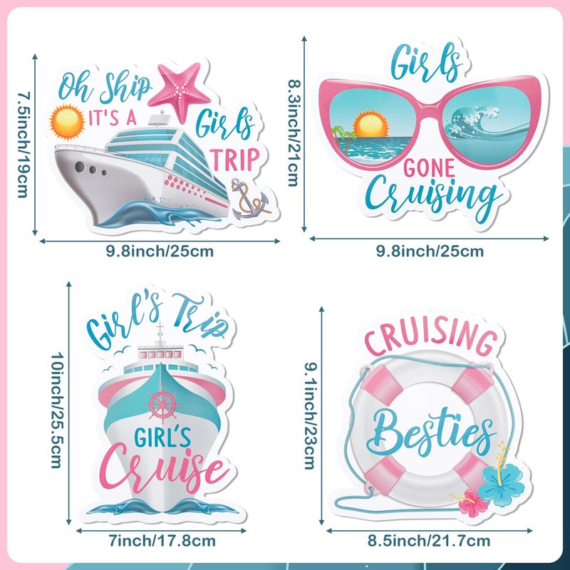 JAPBOR Cruise Door Decorations Magnetic - 4PCS It’s A Girls Trip Magnets, Girl Ship Car Cabin Refrigerator Magnet Decal, Cruising Magnetic Fridge Stickers for Home Kitchen Decor