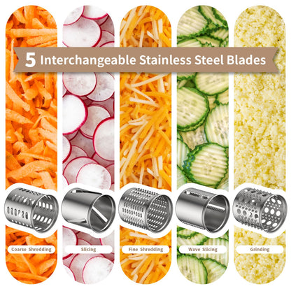 Stainless Steel Slicer Shredder Attachment for KitchenAid Stand Mixer, Cheese Grater Attachment for KitchenAid with 5 Blades, Dishwasher Safe