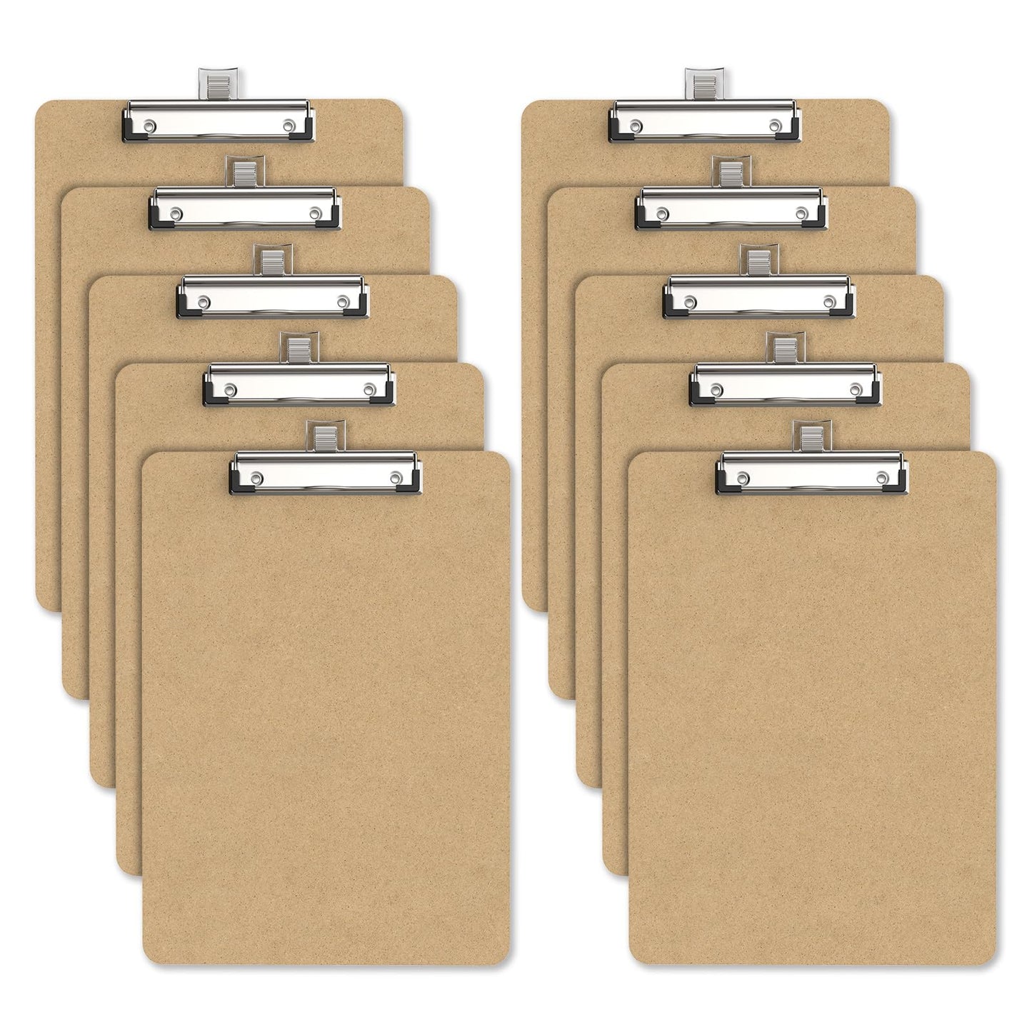 Juvealoe Wood Clipboard Set of 10, 8.5 x 11 Clip Borad with Pen Holder, A4 Standard Dimension 9 x 12.5 in, A4 Letter Size Hardboard for Classroom, Students, Office & School Supply