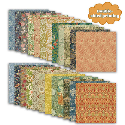 MIATTCLD Scrapbook Paper 12x12 In Double Sided Decorative Paper for Scrapbooking, 24 Sheets/24 Designs Spring Floral Patterned Craft Paper for Junk Journals DIY Cards Album Decoration (Green)