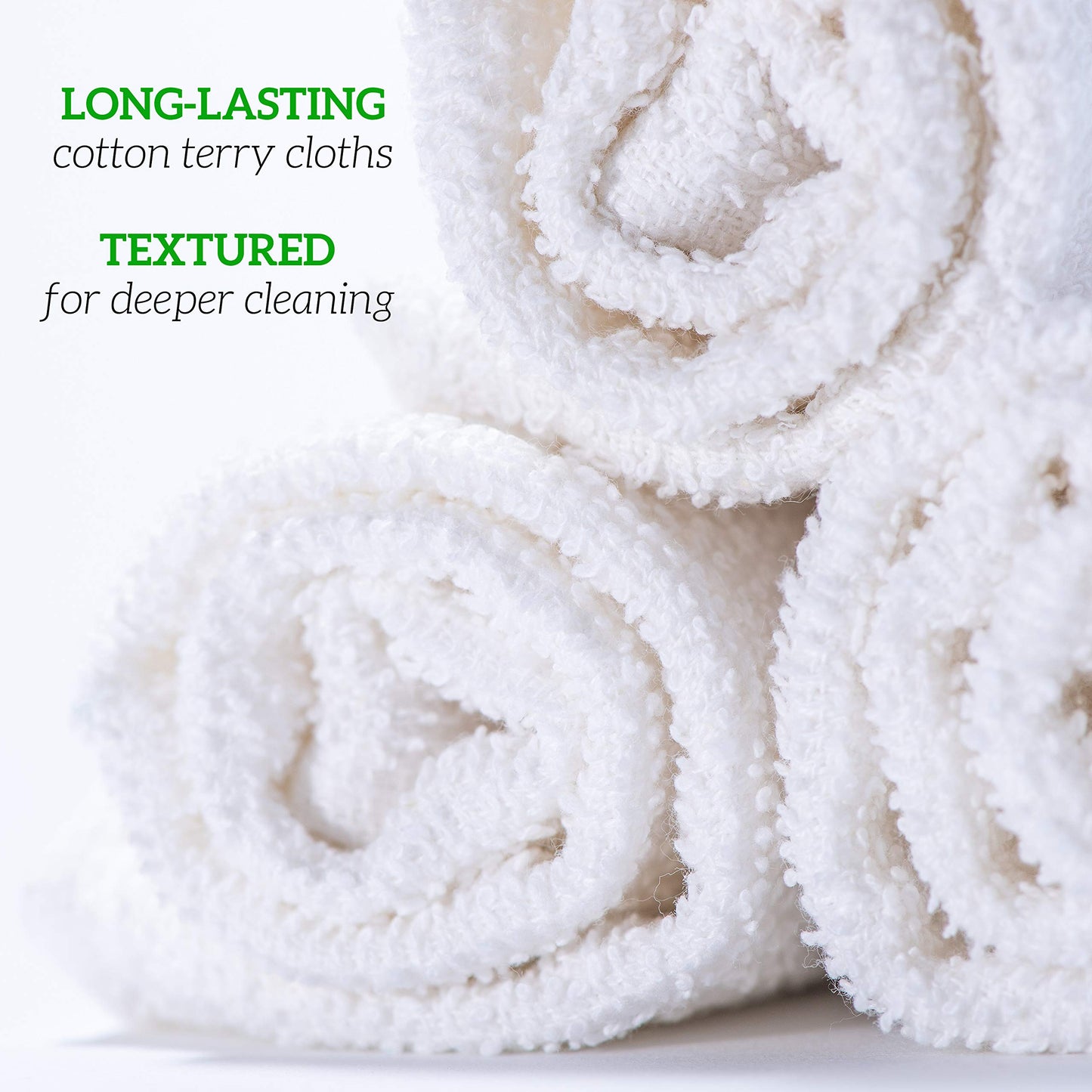 GREEN LIFESTYLE 60-Pack Cotton Wash Cloths – 14"x17" Absorbent Cleaning Rags for Housekeeping, Kitchen Towels, Bar Mop Towels, Durable Terry Cloth Rags, Premium Quality Multipurpose Washcloths