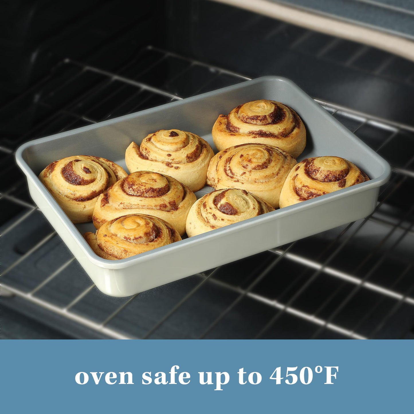 Sur La Table Kitchen Essentials Bake Sale 9 X 13 Inch PFOA, PFAS, PTFE Free Nonstick Roaster/Cake/Baking Pan - Linen White