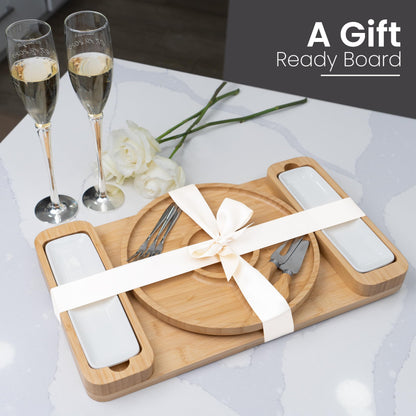 Charcuterie Boards - Large Bamboo Cheese Board Gift Set with Serving Tray, Knives & Bowls for Meat, Cheese & Crackers - House Warming Gifts New Home, Wedding Gift for Couple, Birthday Gifts for Women