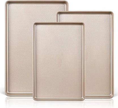 HONGBAKE Half Cookie Sheet Set - 17.5x12 Inch Baking Pan for Cookies & Jelly Rolls