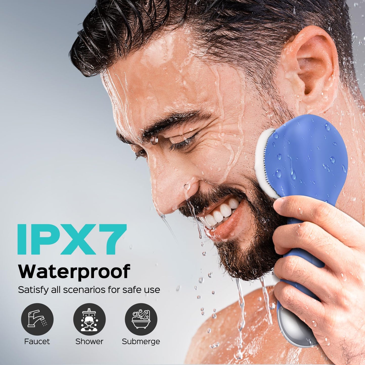 COSLUS Face Scrubber Facial Cleansing Brush: 2 in 1 Spin and Vibration Patented Tech, Silicone Electric Exfoliator Scrubber with Automatic Foaming, Waterproof Face Cleanser Brush for Men and Women
