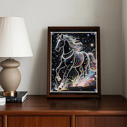 WSLWXSHM Pearl Diamond Painting Kits for Adults Horse, 5D Special Shape Diamond Art Kits for Beginners, Crystal Rhinestones Diamond Painting for Home Wall Decoration Gift 12×16inch/30×40cm Animal