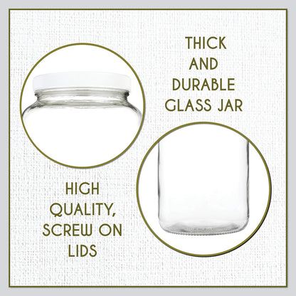 kitchentoolz 1 Gallon Glass Mason Jars – Extra Large Wide Mouth Jars with Airtight Lids – Perfect for Sourdough Starter, Fermenting, Pickling, and Storage – Made in the USA – Pack of 2