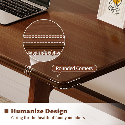 IOTXY Solid Wood Writing Table - 60" W x 24" D Minimalist Computer Desk for Home Office, Work, Study, Creativity, and PC Workstation, Walnut