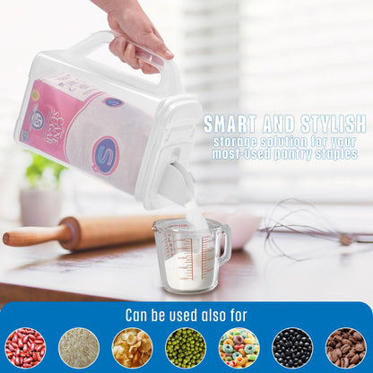Buddeez Kitchen Pantry Container - Easy Grip Handle for Mess Free Use - Flour and Sugar Storage Made Simple - 4 Quart White Lid