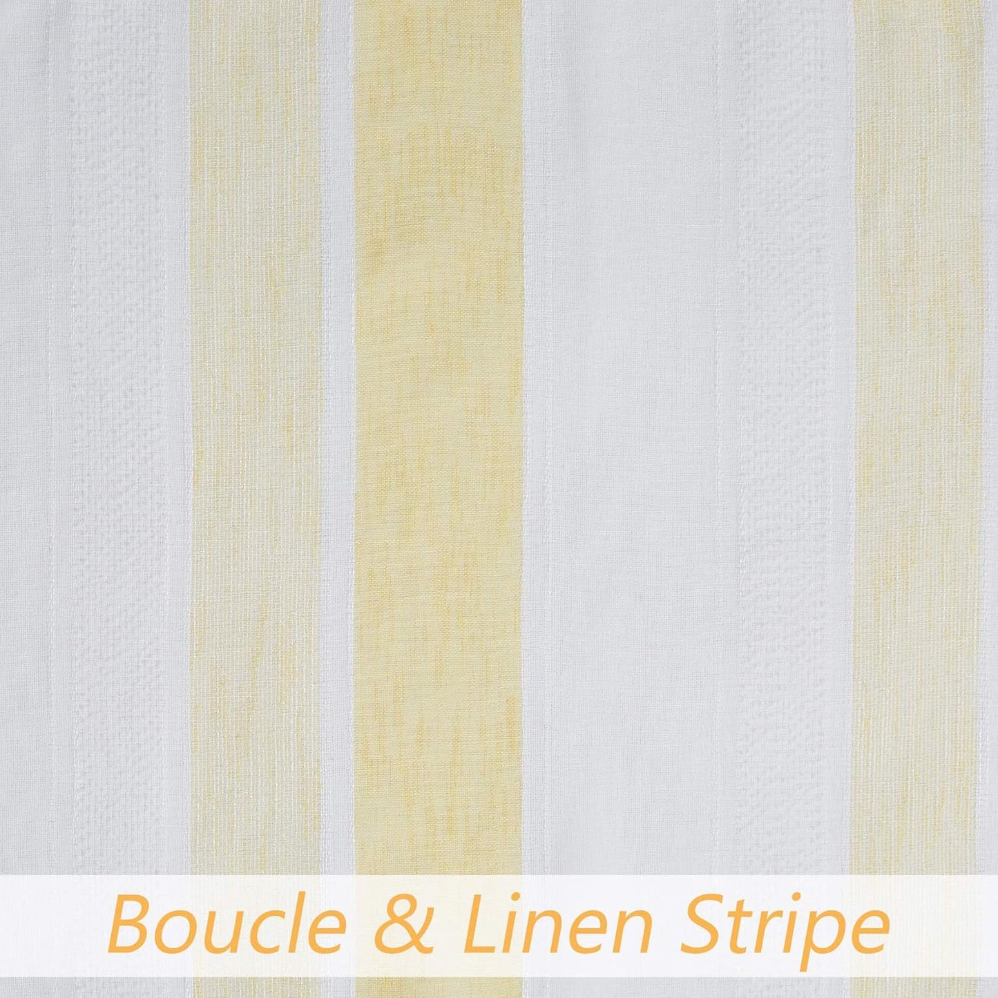 Central Park Yellow and White Kitchen Window Curtain Valance, Stripe Sheer Boucle Linen, 54" W x 15" L