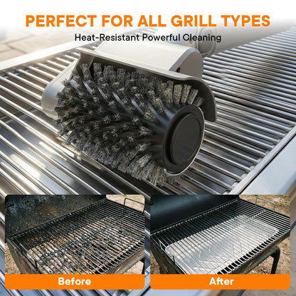 Electric Grill Brush for Outdoor, Rechargeable BBQ Grill Cleaner with 3 Heads,Cordless Rechargeable Grill Brush,3-Speed-450 RPM,150 Mins Runtime Grill Cleaning Brush