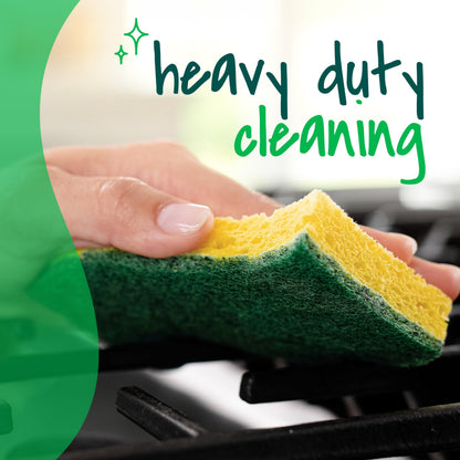 Scotch-Brite Heavy Duty Scrub Sponge, 24 Kitchen Sponges Designed for Tough Messes in the Kitchen that Last 3X Longer*, Best for Cast Iron Skillets and Outdoor Grills, Flexible, Durable, and Strong