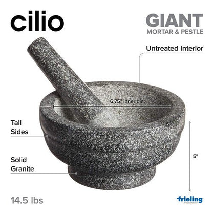 Cilio Herb Grinder & Stone Crusher Bowl - 5 in. x 6.75 in., Granite Unfinished - Stone Grinder & Herb Crusher