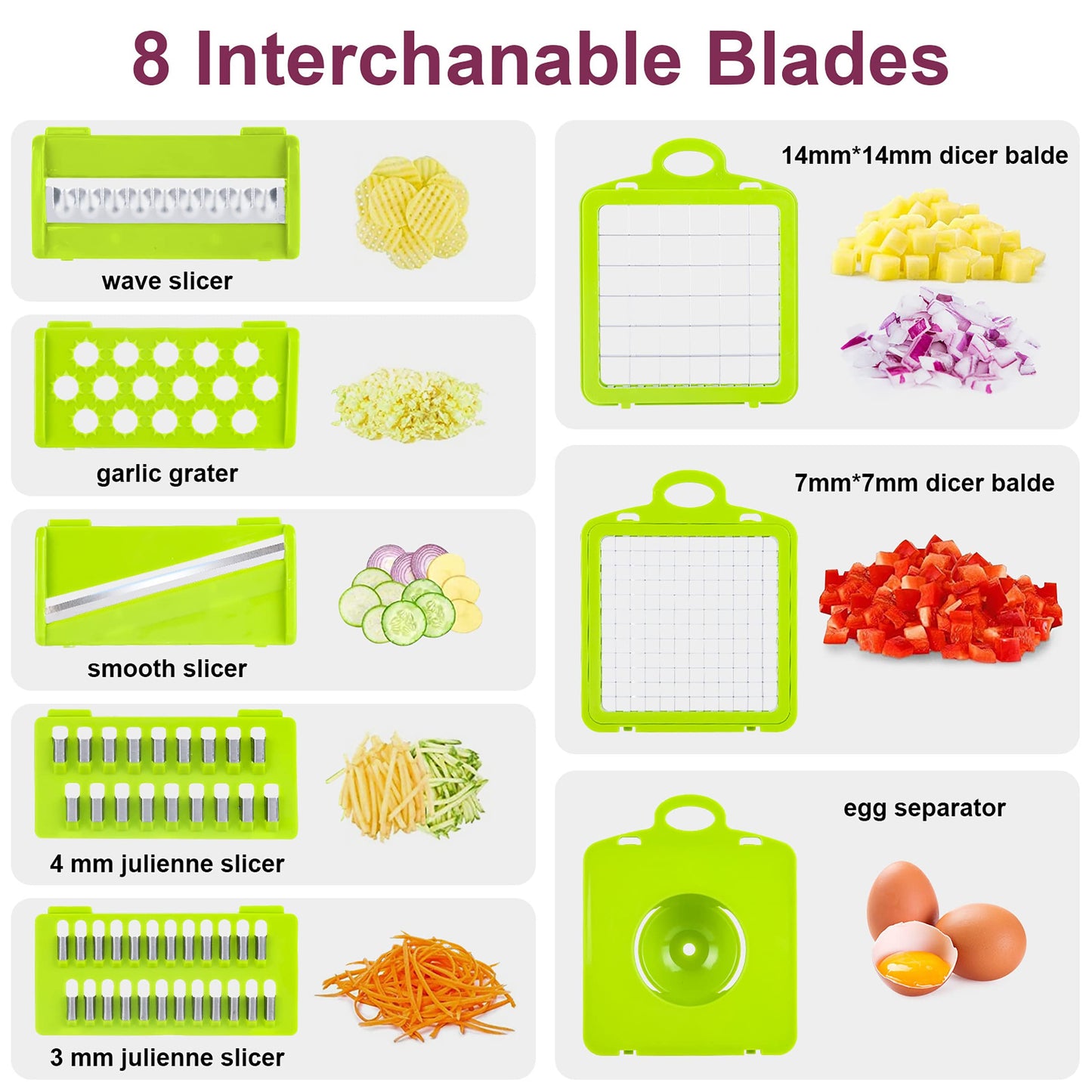 Vegetable Chopper Mandoline Slicer,Veggie Chopper, Multifunctional 10 in 1 Food Choppers, Kitchen Vegetable Slicer Dicer Cutter,Onion Mincer,Cheese,Colander Basket,Kitchen Gadgets (Gray/Green)