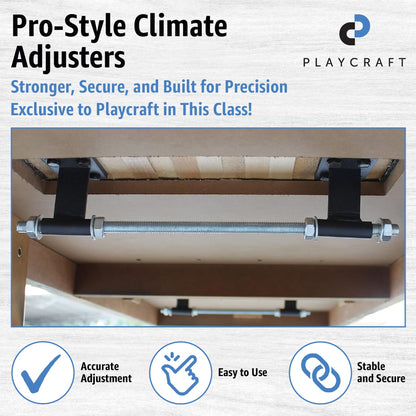 Playcraft Woodbridge Shuffleboard Table with Storage Cabinet - Shuffle Board Game Table Set with Matching Abacus, 8 Pucks, Brush & Wax (Made in USA) - Pro Style Climate Adjusters - Cherry - 14ft