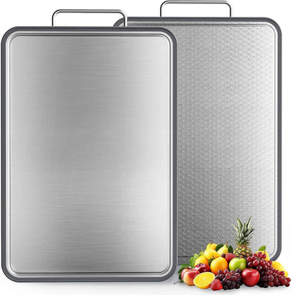 16''11'', 304 Stainless Steel Cutting Board Double Sided Steel Cutting Board for Meat, Vegetables & Fruits, Heavy Duty