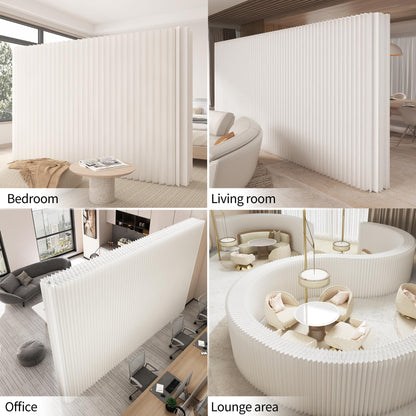 Paper Room Divider, Folding Privacy Screen Lightweight Stretchable Accordion Room Divider Wall, Portable Paper Wall Divide for Home, Office, Clothing Shop (White, L：118in x W: 17in x H：79in)