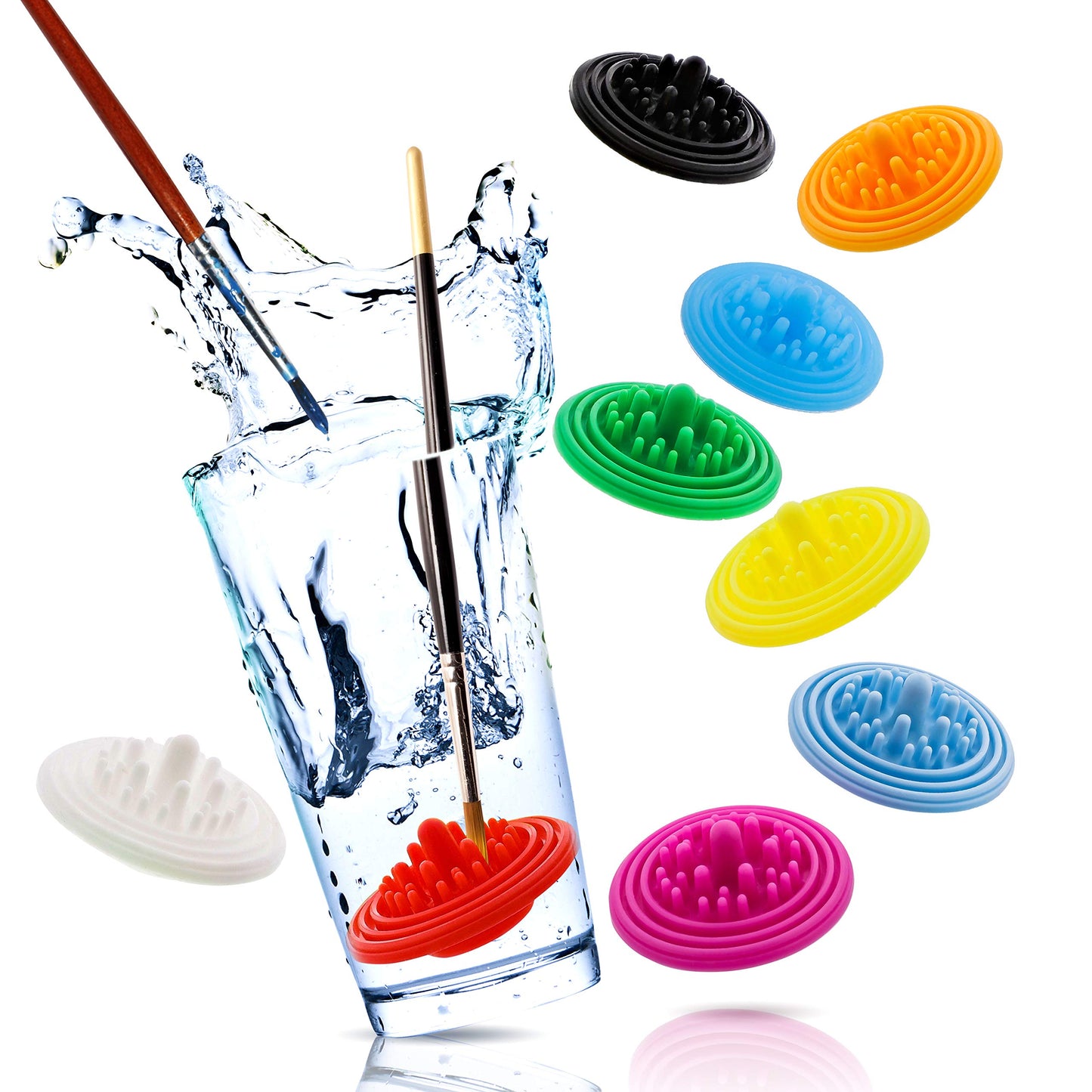 Paint Puck Paint Brush Cleaner (3-Pack, Pink) – Reusable Silicone Insert with Suction & Nubs for Cleaning Acrylic, Oil & Watercolor Brushes – Fits Cups for Classroom, Studio & Home Use