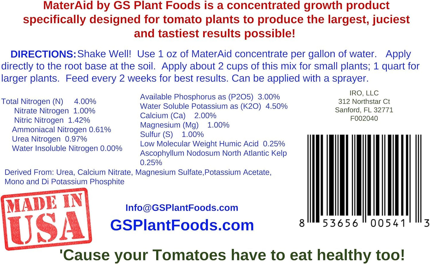 (1 MaterAid Tomato Fertilizer - Organic Plant Food for Feeding & Growing Tomatoes Quart)- Tomato Food Suitable for All