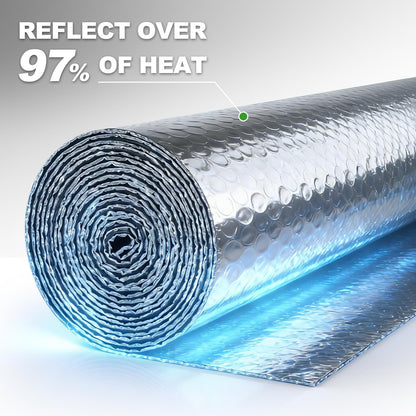 AGHITG Reflective Insulation Foam,48" x 10 Ft Window Insulation for Summer Heat,Aluminum Foil Bubble Insulation Roll for Keep Heat,Window Insulation Kit for RV, Thermal Insulation Cover for Window.