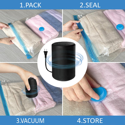 Vacuum Storage Bags with Electric Pump, Space Saver Vacuum Seal Bags with Pump, Sealer Compression for Clothes, Comforters, Blankets, Bedding, 15 Large