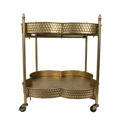 Metal Clover Shaped Bar Cart in Gold