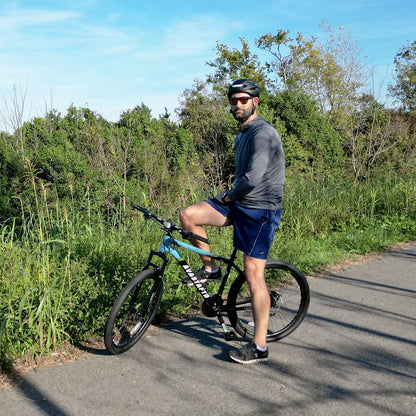 AVASTA 26-inch Mountain Bike for Man Male and Woman Female Adult with Lightweight Aluminum Alloy Frame and Dual Disc Brakes,Front Suspension,21-Speed Gear Shifters,Hidden Brake Cables,Blue