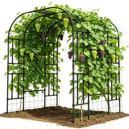 DoCred Large Garden Arch Trellis for Climbing Plants, 87 Inch Tall Metal Plant Support Trellis Archway for Climbing Vine Vegetable/Fruit/Flower Outdoor Yard Lawn Garden Arch Tunnel Trellis