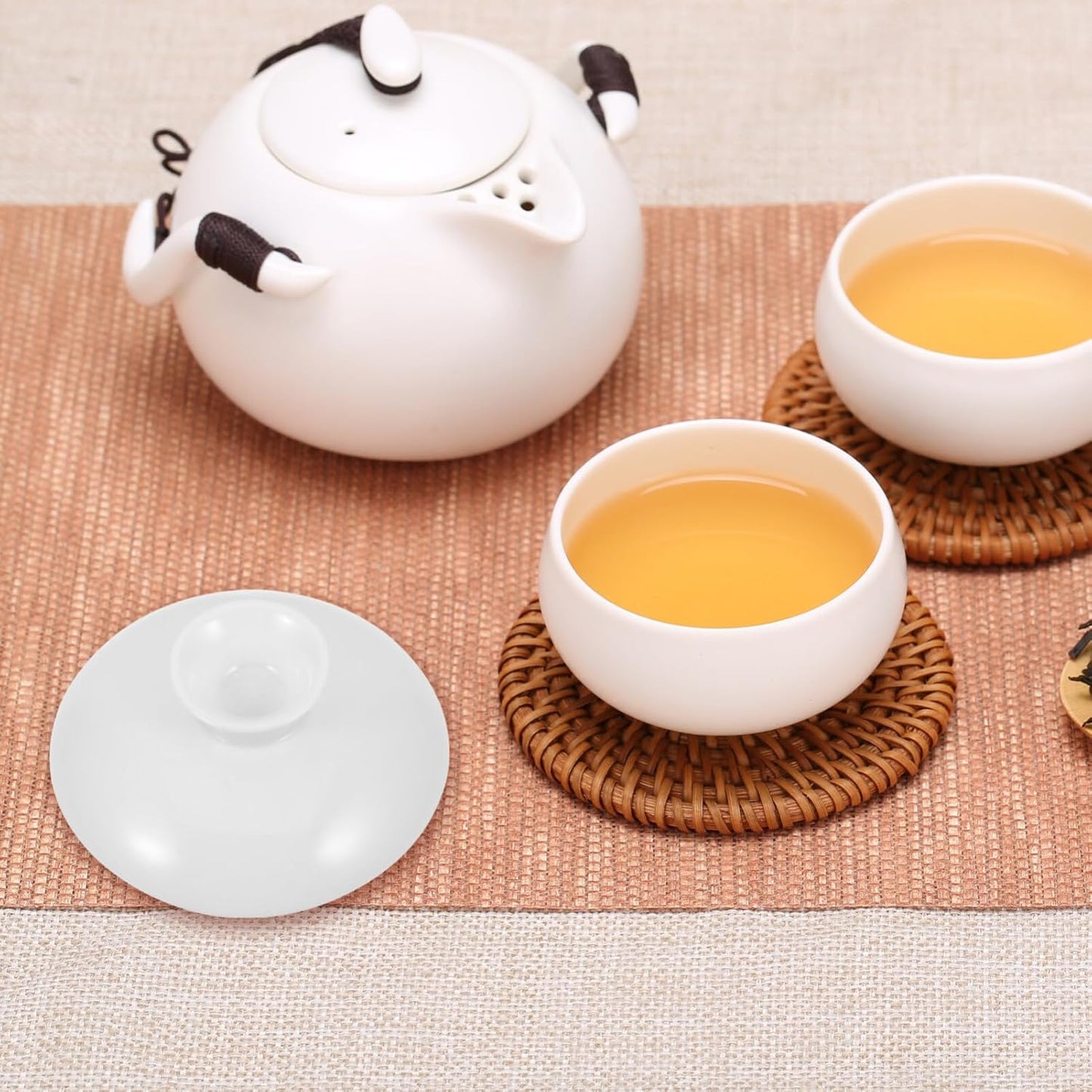 Zerodeko Ceramic Tea Cup Lid: Replacement Tea Pot Teacup Ceramic Lid Drink Cover - White