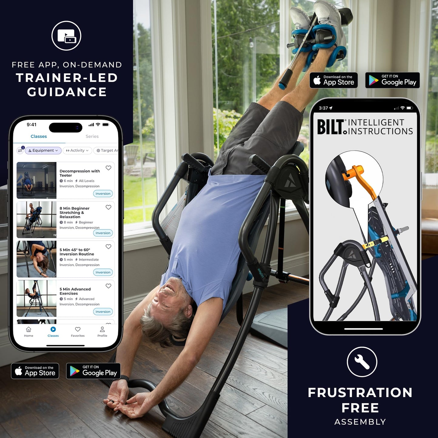 Teeter FitSpine LX9 Inversion Table, Deluxe Easy-to-Reach Ankle Lock, Back Pain Relief Kit, FDA-Registered (LX9 - Black)