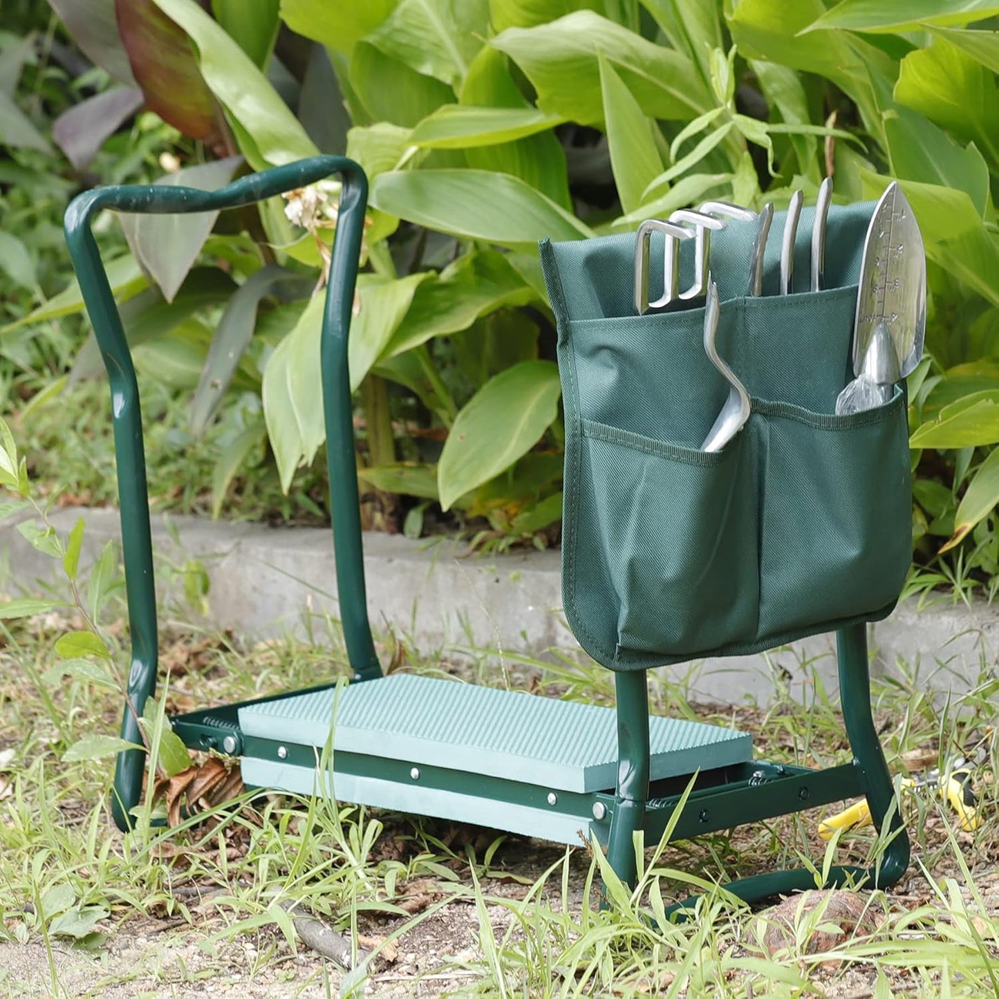 2 1, (2 Sets) HomGarden Folding Garden Kneeler and Seat Bench in with Kneeling Pad & Large Tool Pouch, Ergonomic