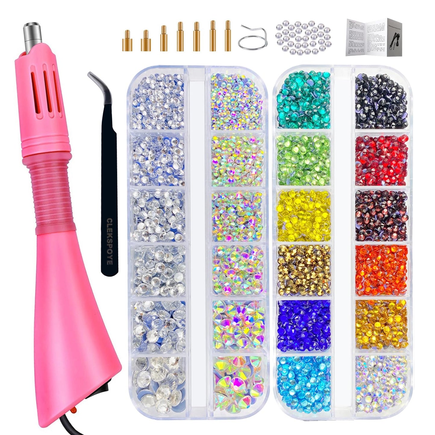 Hotfix Rhinestones Bedazzling Kit,Iron-on Hot Fix Applicator Setter Tool with Rhinestones,Hot Fixed Wand for Clothes Clothing Fabric Crafts,Crystal