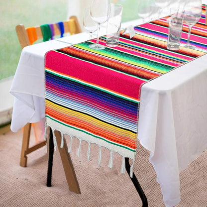 14 84 Inch Fowecelt Mexican Serape Table Runner x for Mexican Party Wedding Decorations Outdoor Picnics Dining Table