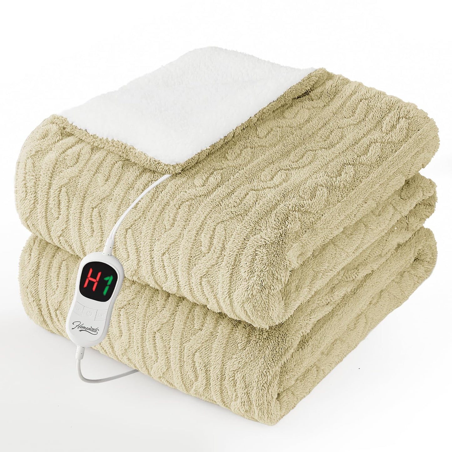 Homemate Electric Heated Blanket Twin - 62"x84" Heating Bed Blankets Throw with 10 Heating Levels 8 Hours Auto Off Fast Heating Over-Heated Protection Ultra Soft Warm Flannel ETL Certified Grey
