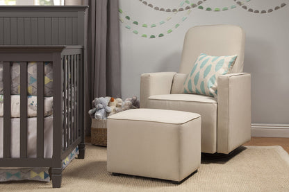 daVinci Olive 360° Swivel Glider Chair w/ Storage Ottoman - Water & Stain Resistant Rocking Glider - GREENGUARD Gold & FSC Certified, Versatile Rocking Chair for Nursery & Living Room, Polyester Cream