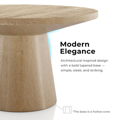 Furniture of America Lestara Modern Solid Wood 29-inch Round Coffee Table with Cone-Shaped Pedestal Base, Living Room Furniture for Small Space, Home Office, Oak