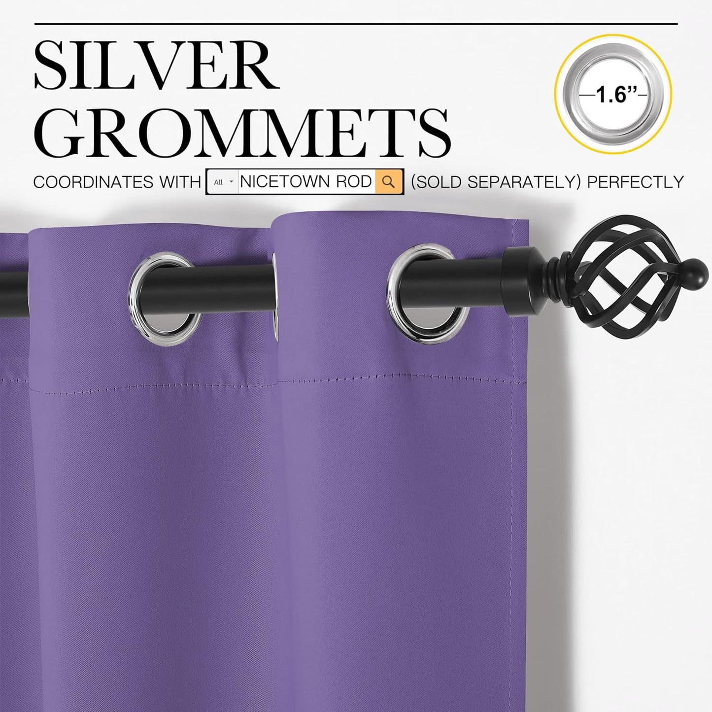 NICETOWN Blackout Curtains - Lilac Purple, 102" Long x 55" Wide, 2 Pieces | Sound Reducing, Heat & Cold Blocking Panels for Modern Decor
