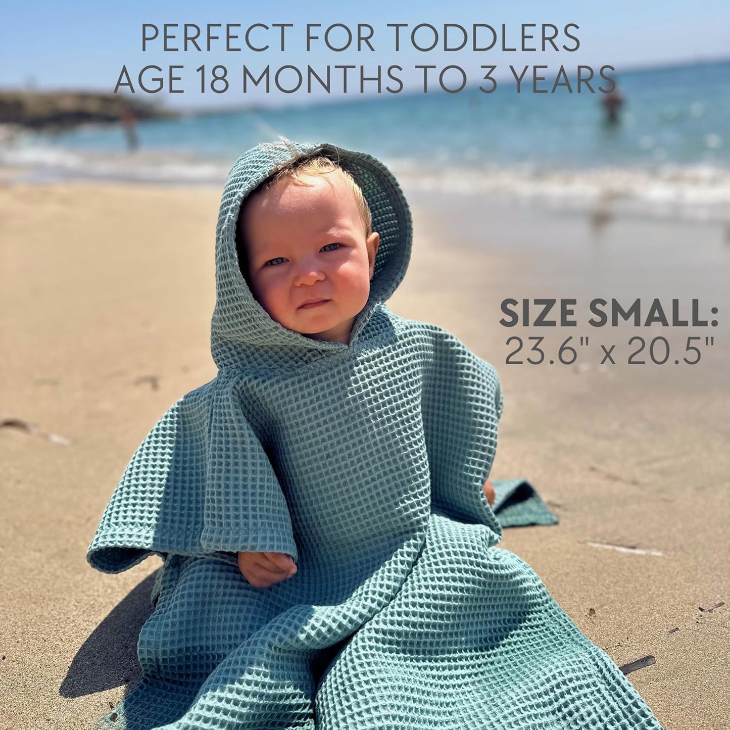 ZICOTO Soft Hooded Beach Towel for Kids - Cute Towel for Babies and Toddler Made of Waffle Cotton - Perfect Lightweight