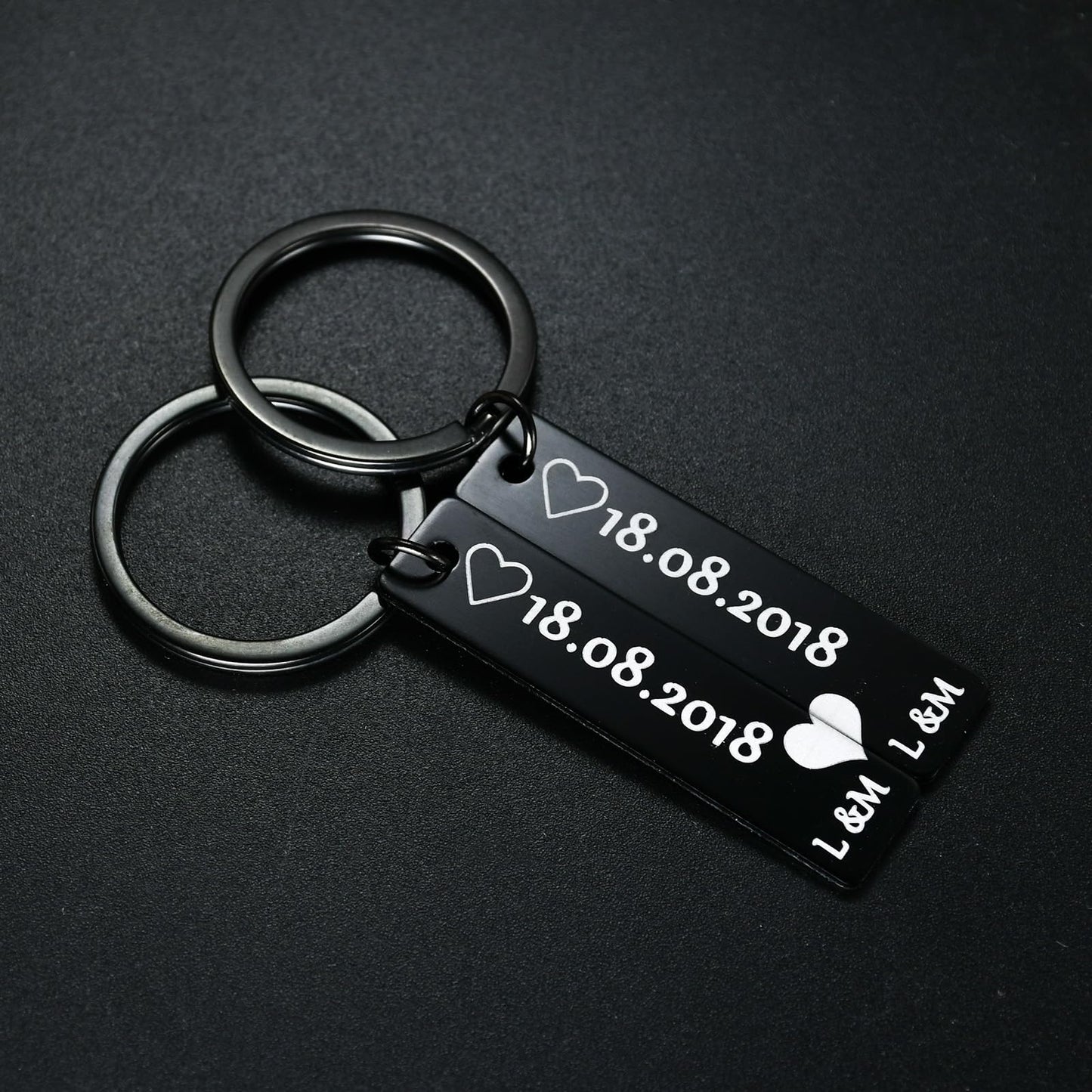 ABBECIAO Engravable Metal Keychain Blanks for Laser Engraving, 2" x 1/2" Anodized Aluminum Rectangle Stamping Blanks with One Hole, 14ga. Thick, Pack of 25 (Black)