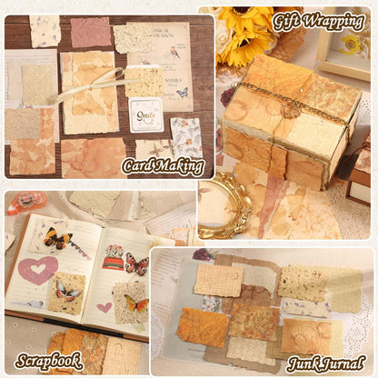226 Sheets Vintage Scrapbook Paper Kit with Photo Tapes, Textured Scrapbooking Supplies Craft Paper for Junk Journal Supplies Planner Mixed Collage Materials Embellishments