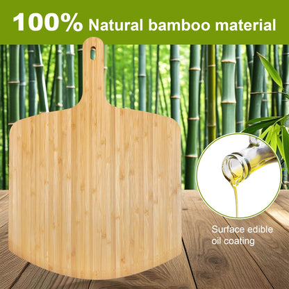 TUOCON Pizza Peel 12 inch 2 pack Bamboo Wood Pizza Paddle Pizza Peels Pizza Server for Ooni Oven Accessory Pizza Spatula Baking Homemade Cheese Bread Turner Pizza Pre board Pizza Tools Gift