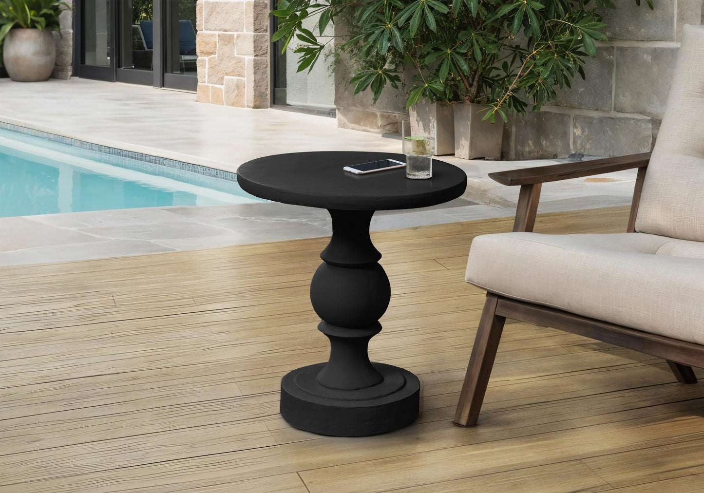 Monarch Specialties I 4162 Accent Table, 25" H, Indoor Or Outdoor, Bedroom, End, Living Room, Nightstand, Round, Side Table, Black, Transitional