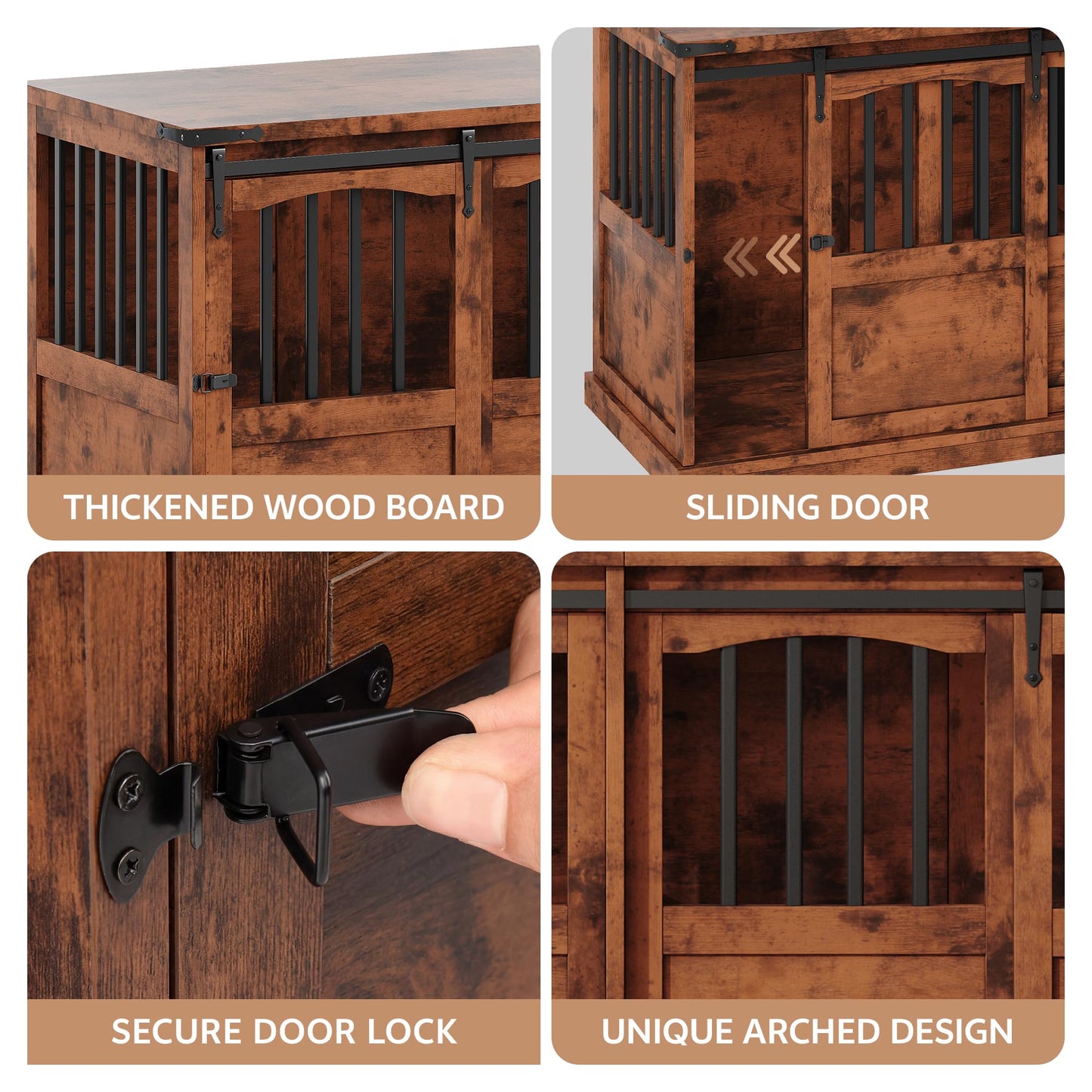 Homiflex 72" Double Dog Crate Furniture for 2 Medium Large Dogs Wooden Heavy Duty Dog Kennel Furniture with 2 Sliding Doors and Divider Decorative Dog Cage TV Stand End Table for Indoor, Brown