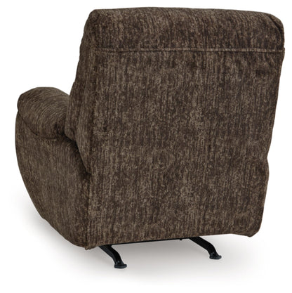 Signature Design by Ashley Rampant Casual Manual Rocker Recliner with Pillow-Top Arms, Dark Brown