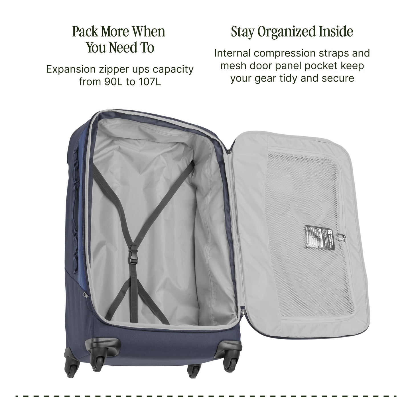Eagle Creek Expanse 4-Wheel 30" Luggage – Durable Checked Spinner Suitcase with Expandable Capacity – Rugged Fabric, Lockable Zippers & Grab Handles – Travel-Ready – Pilot Blue