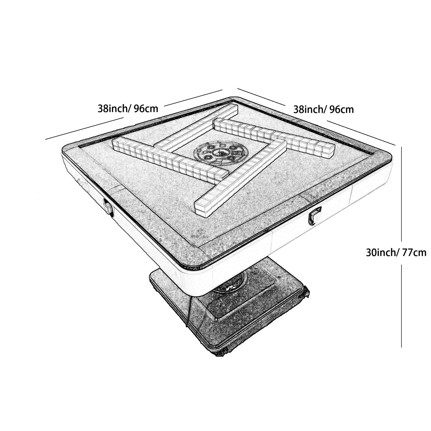 Sifang City (46mm/1.8inch) Chinese Style Folding Automatic Mahjong Table, American 110V, 8ft Cable, Includes 2 Dices, Glass Table Cover, 2 Sets Jade Style 144 Tiles (46mm White) 46号大牌川麻可折叠麻将机