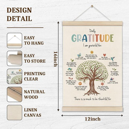 DOI-LANEE Daily Gratitude Poster Frame - Inspirational Mental Health Wall Art 16x12 Inch | Perfect for Therapy Decor